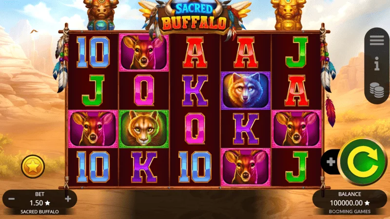 Sacred Buffalo - main game screen with reels